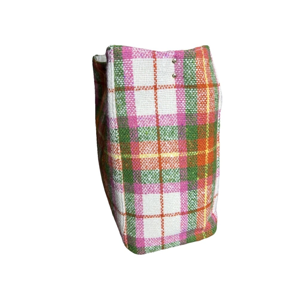 Frances Valentine June Central Park Plaid Wool Leather Embossed Purse Bag Classy - Picture 6 of 16